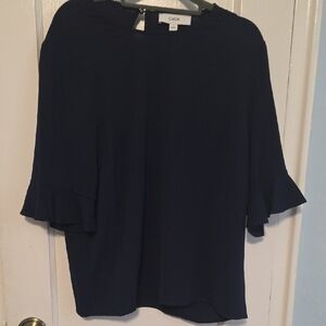 Cece Navy Blouse with Flared Sleeves